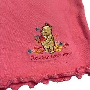 Classic Pooh Baby Girls Pink Pants 3 Months Y2K Vintage Embroidered Flowers 90s